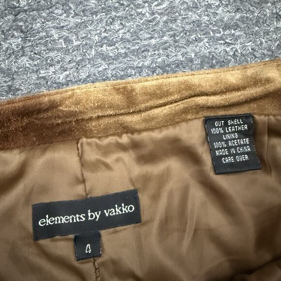 Elements By Vakko Pants Women 4 Brown Suede Leather Tie Dye Hippie Disco Y2K 90s - Picture 10 of 12